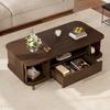 Culoare Nuc 100×50×35cm Masă de Cafea cu 1 Sertar și 2 Uși cu Obloane Rulante, Spațiu de Depozitare Deschis, Picioare din Lemn, MDF, Capacitate de Încărcare până la 30kg