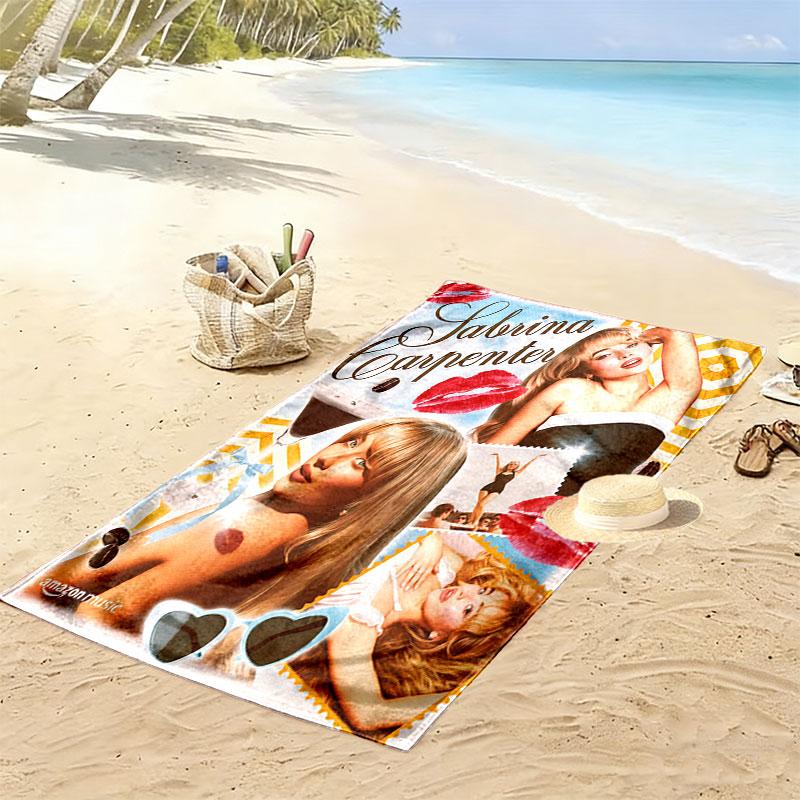 Sabrina Carpenter Glow Print Strandtuch, Großes Weiches Schnelltrocknendes Handtuch für Strand Camping Schwimmen