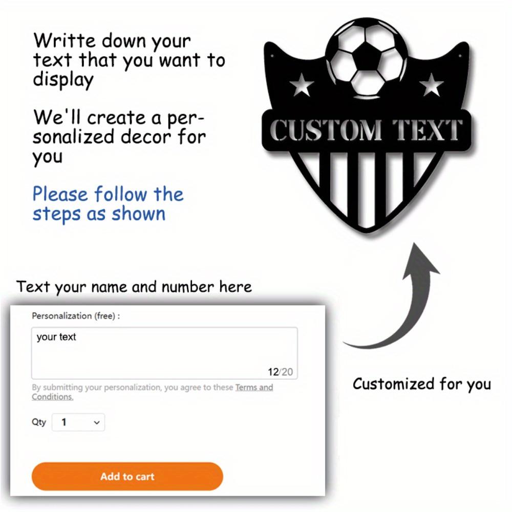 Metal Wall Art Soccer Team Emblem Custom Sign Home Office Decor