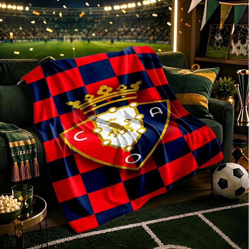 Couverture Atletico Bouclier Rouge Bleu Légère Couverture de Lit Idéale Parfaite pour le Voyage, le Camping, les Salons, les Bureaux, les Canapés, Cadeau de Noël pour Fan