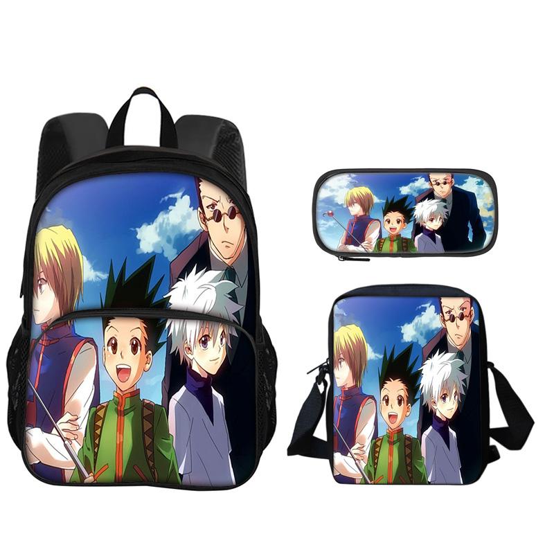 JoJo's Bizarre Adventure Knapsack Pen Carrier Carry Bag 3pcs Set Versatile Spacious Boys Plus Girls School Birthday Best Gift