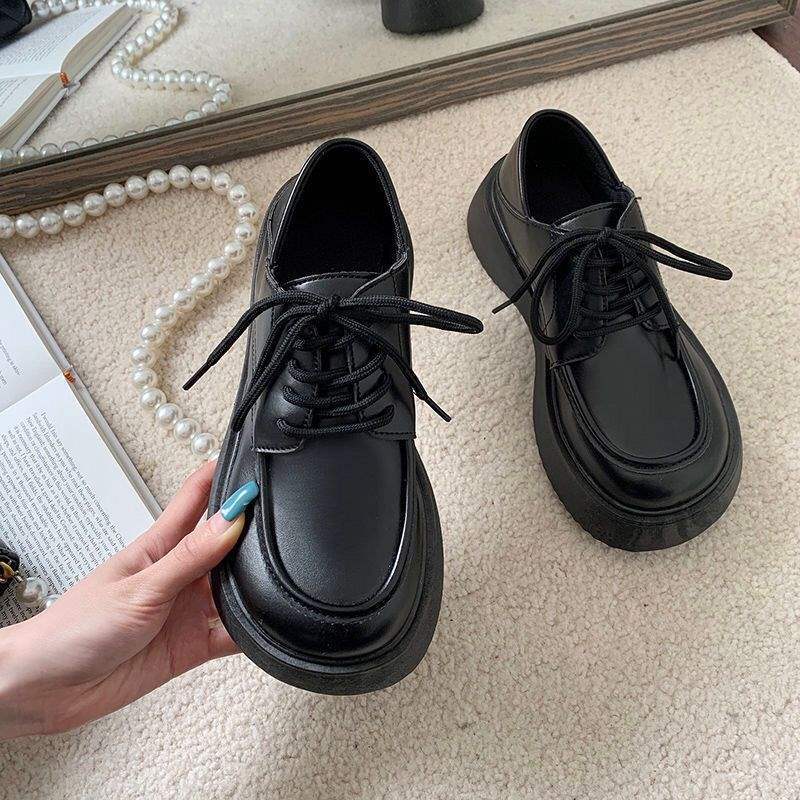 Small leather shoes women's British style spring and autumn soft-soled lace-up single shoes 2025 new retro student Oxford shoes