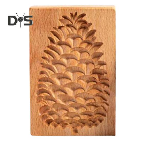 

Деревянная форма для печенья ручной работы, креативная форма, безопасное для пищевых продуктов разнообразие дизайнов тиснения для печенья, пряников Pinecone