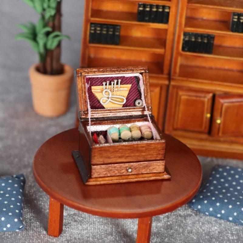 Miniature Sewing Tool Kits For 1/12 Scale Dollhouses Scene Display Accessories Realistic Sewing Room Landscape Setting