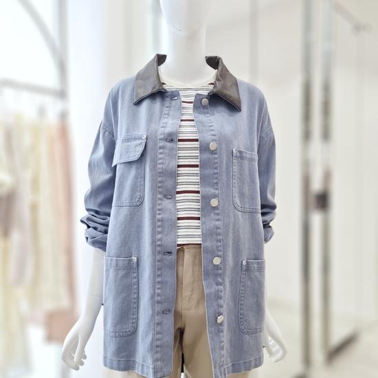 

Leather Collar Denim Jacket YJ5MM412 ONE SIZE