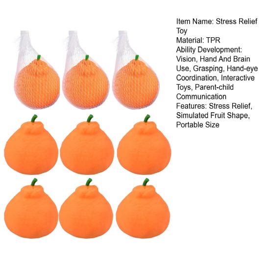 1/2/3/Stück Orange Quetschspielzeug mit Netzbeutel Stressabbau Dekopon Mandarine Spielzeug Dehnbar Anti-Angst Simulation Frucht Sensorisches Fidget Spielzeug