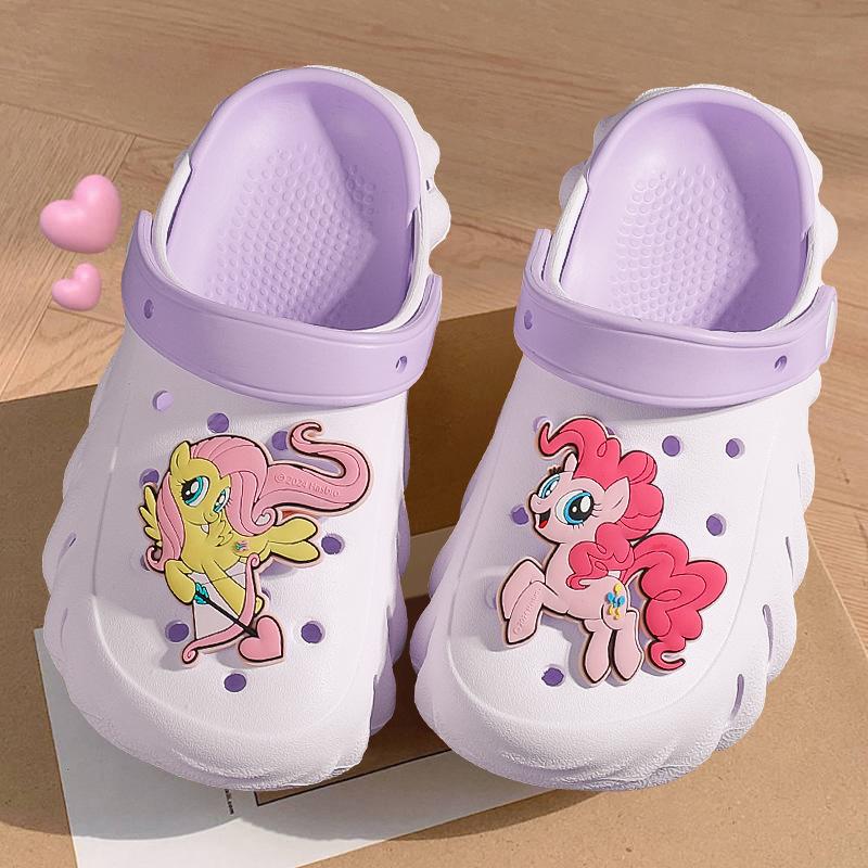 

Pony Baoli girls cool slippers stepping on shit summer girls non-slip middle aged older children princess children hole shoes 34-35 [Inner length 22cm]