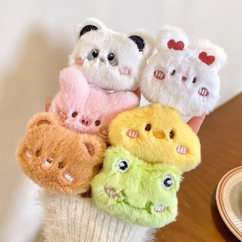 Cartoon Soft Animal Keychain Cute Plush Bear Keyring For Women Rabbit Frog Doll Keychain Backpack Pendant Ornaments Girls Gift
