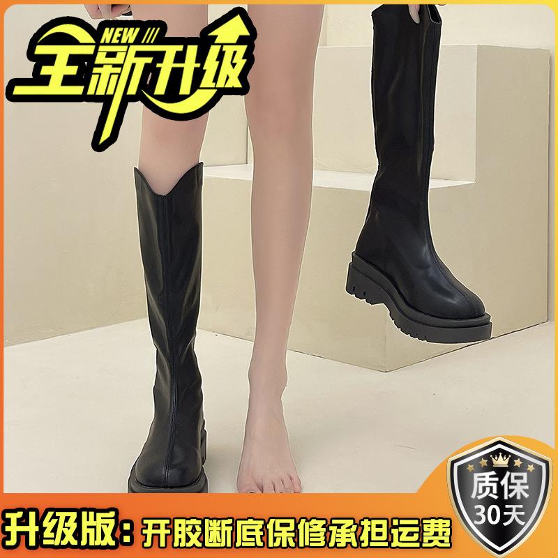 Fashion Versatile But Knee Boots Women's 2025 Summer New Retro Thin Small Thick-soled Heightening Knight Boots