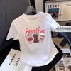 Pure cotton t-shirt white summer short-sleeved irregular hem arc t-shirt women's short slim-fitting sexy niche top