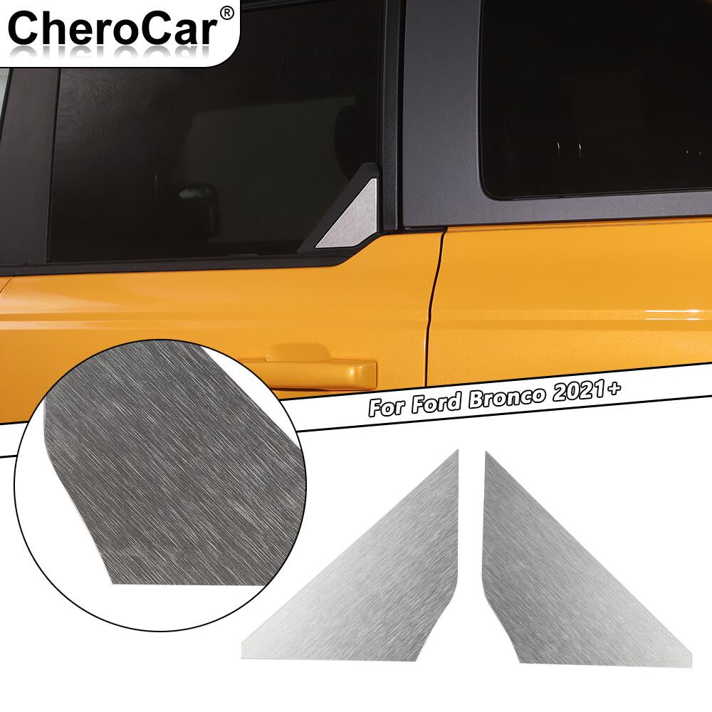 2x Rear Car Window Triangle Decor Cover Trim Panel For Ford Bronco + Silver