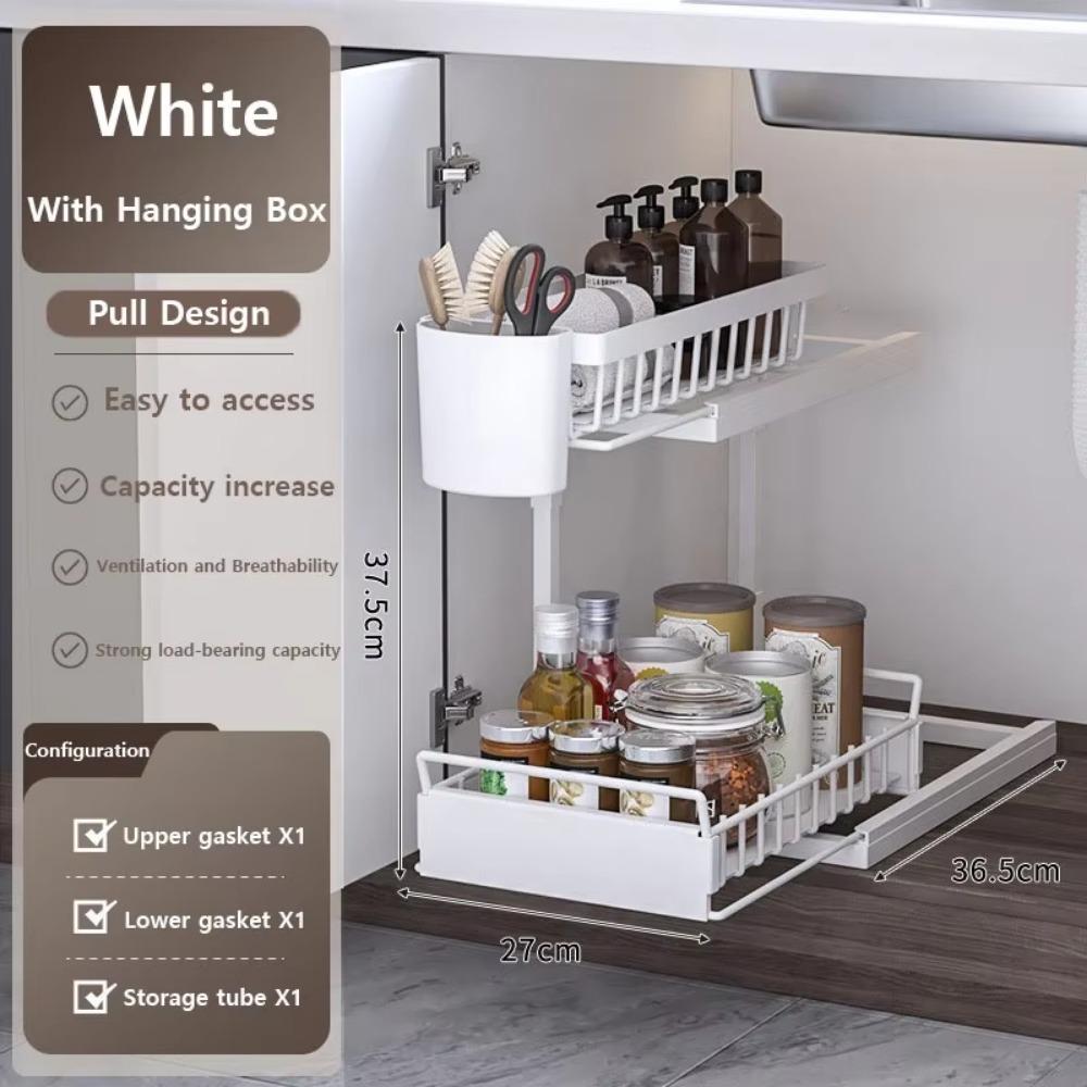 Under Sink Organizer Rack Kitchen Drawer Storage Racks Household Slide Out Type Spice Shelves 2 Layers Portable Condiment Shelf