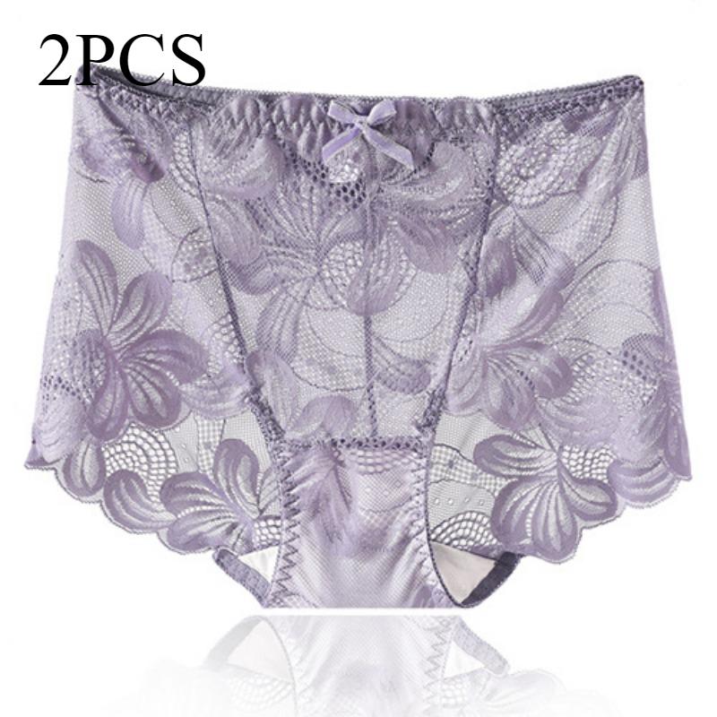 Sexy Lace Underwear for Women with No Trace High Waist Elastic Lifting Perky Buttocks Hollowed Out Large Size Antibacterial Panties
