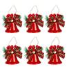 Zestaw 6 stylowych dzwonków bożonarodzeniowych Przenośne ozdoby wiszące Ornament festiwalowy Akcesorium domowe dla świątecznej radości