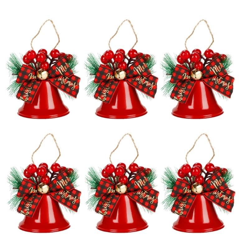 

Set of 6 Stylish Christmas Bells Portable Hanging Decorations Festival Ornament Home Accessory for Holiday Cheer 1 красный