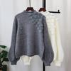 Autumn and Winter New Three-dimensional Flower Knitted Sweater Top Soft Waxy Loose Design Semi-turtleneck Sweater Pullover Women