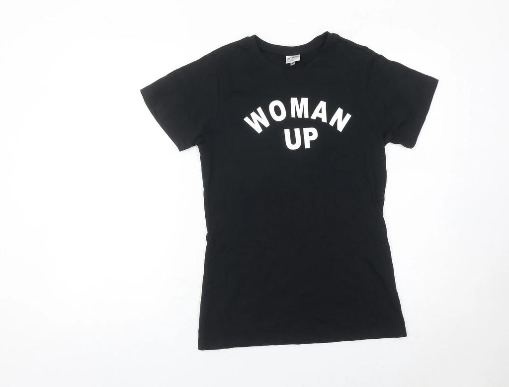 Uneek Women's Black Cotton Quote T-Shirt M Short Sleeve Casual