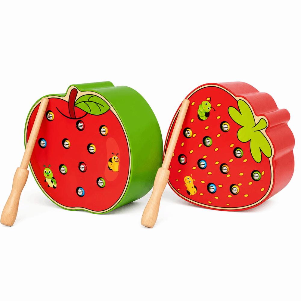 Color Sorting Catching Worms Game Strawberry Apple Shaped Preschool Learning Toys Home Schooling