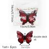 6pcs/set 3d Double Layer Butterfly Valentine's Day Decorative Wall Stickers Glitter Gold Butterfly Decorative Stickers