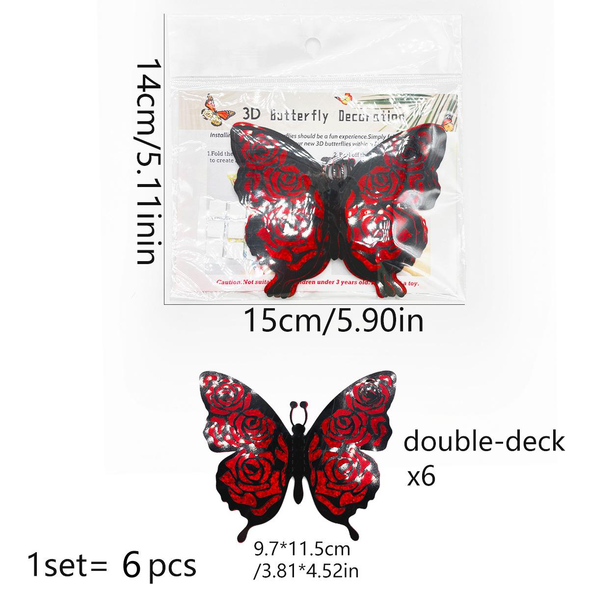

6pcs/set 3d Double Layer Butterfly Valentine s Day Decorative Wall Stickers Glitter Gold Butterfly Decorative Stickers