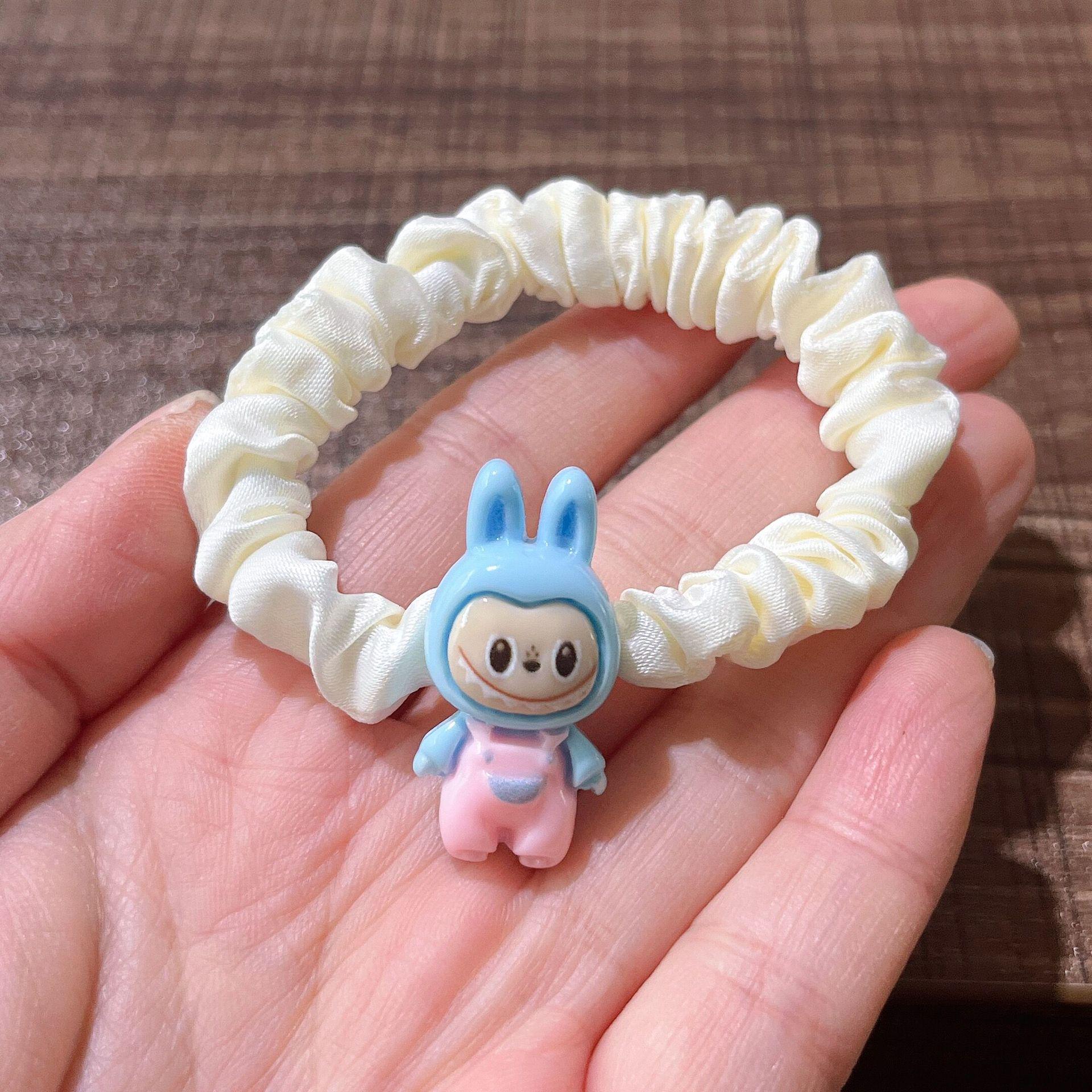 

Милая резинка для волос в виде кольца из кишок Labubu цвета экрю - Эластичная тканевая мультяшная резинка для детей и женщин