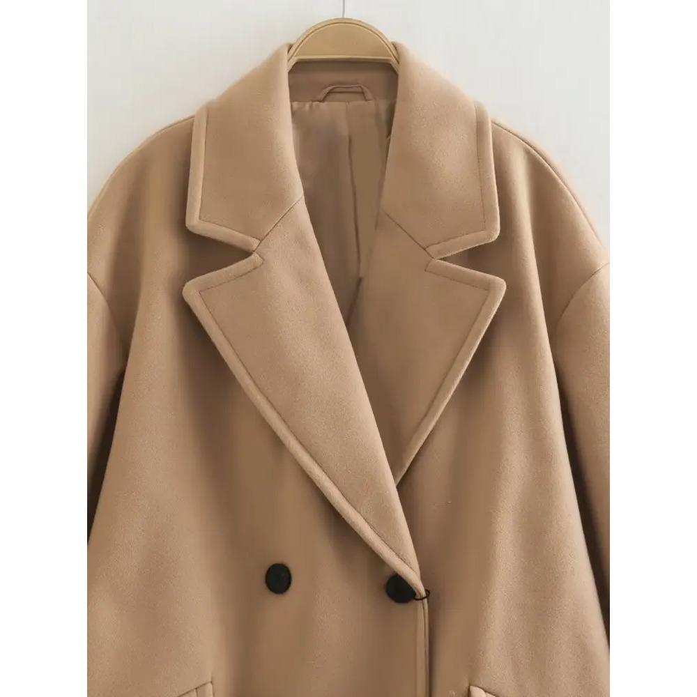 Gabardina larga de lana con botones y doble botonadura, versátil, informal, para otoño e invierno, nueva moda para mujer