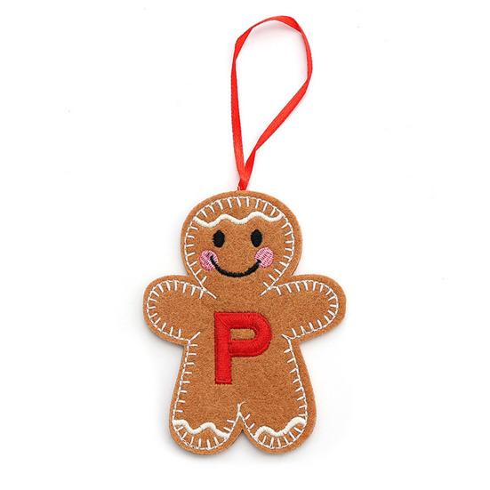 Gingerbread Man Ornaments Initial Alphabet Monogram Gingerbread Hanging Ornament Family Name Letter Xmas Tree Decor