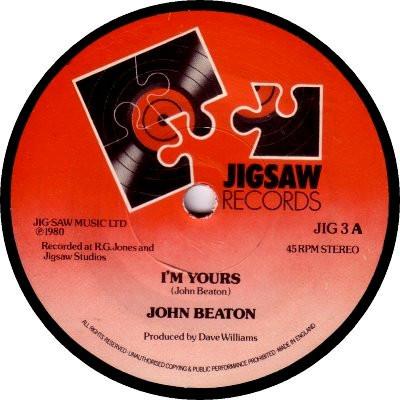 

7inch Record JOHN BEATON Im Yours JIG3 Jigsaw Records 1980 UK Pop Used