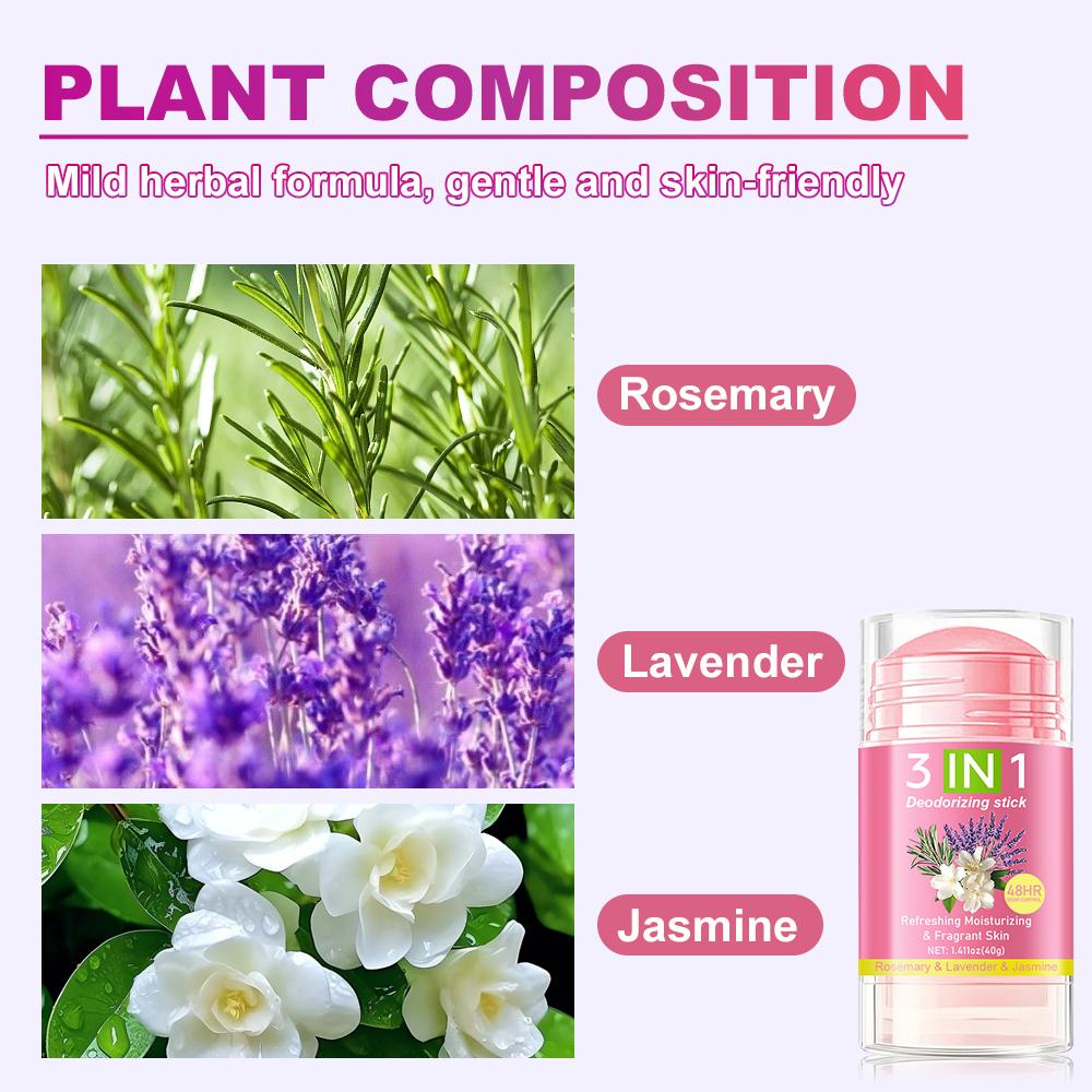 3 In 1 Deodorizing Stick-Refreshing Moisturizing & Fragrant Skin-Suitable for All Skin Types, 40ml