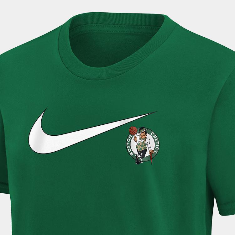 Nike X NBA Collaboration Round Neck Comfortable Skin-Friendly Simple Short Sleeve T-Shirt Kids Tops Green 3Z2B7NBBQ-CEL