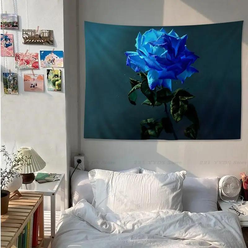 

Гобелен для гостиной в офисе Синяя Чародейка Роза Подвесная ткань для украшения стены дома Гобелен 100x75cm
