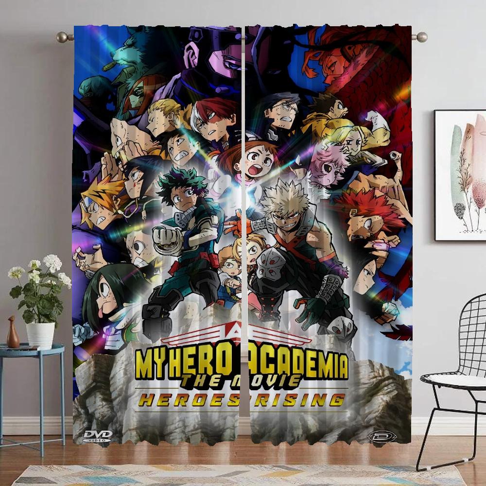 My Hero Academia Curtains for Living Room Curtain for Room 2 Panel Partition Halloween Decoration Home Interior Curtains Kitchen