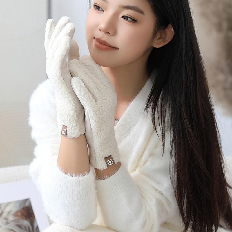 Thermals Gloves For Women Soft Faux Shearling Lined Winter Gloves Cold Weather Outdoor Activity Cycling Skiing