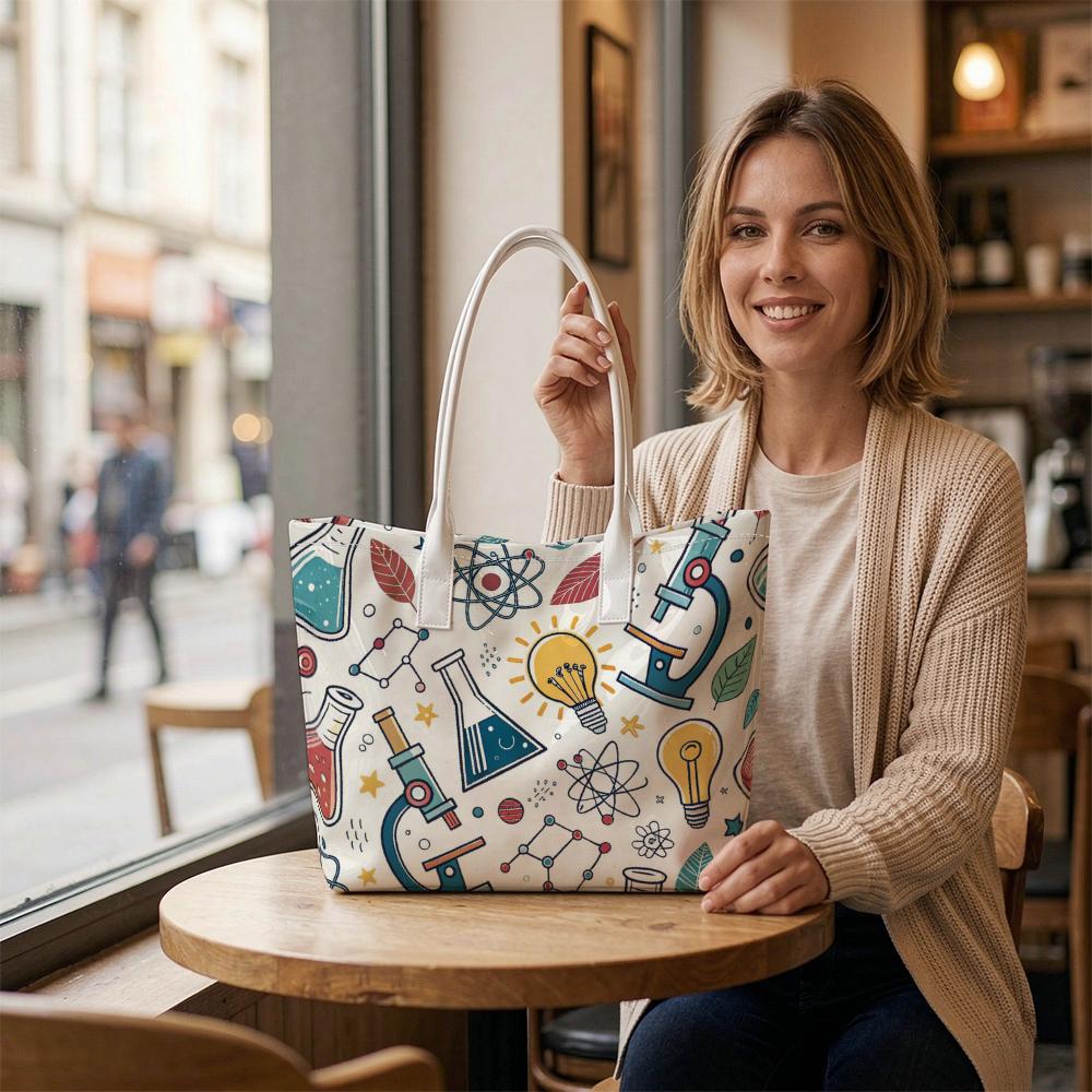 Science Pattern Shoulder Bag Casual Daily Tote Bag Lightweight Handbag