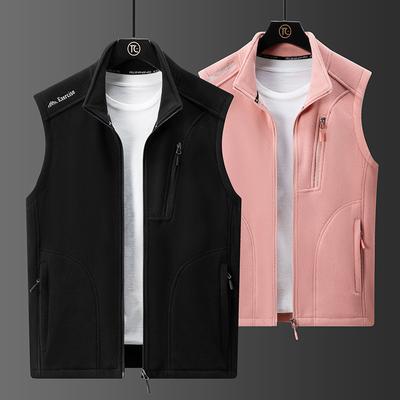 Shake Grain Velvet Vest for Women, Autumn and Winter Stand Up Collar, Double-sided Velvet Warm Vest, Shoulder, Casual Vest