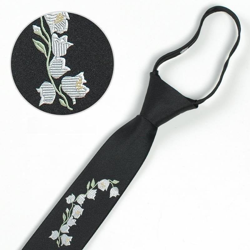 Tiger Head Embroidered Neck Tie For Kids With Striped Wool Material For School Or Casual Wear