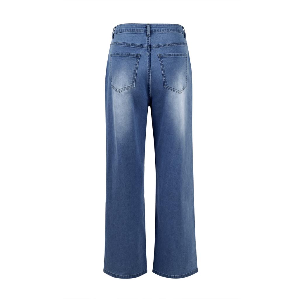 Women's Wide Leg Jeans High Waist Straight Stretch Jeans With Pockets