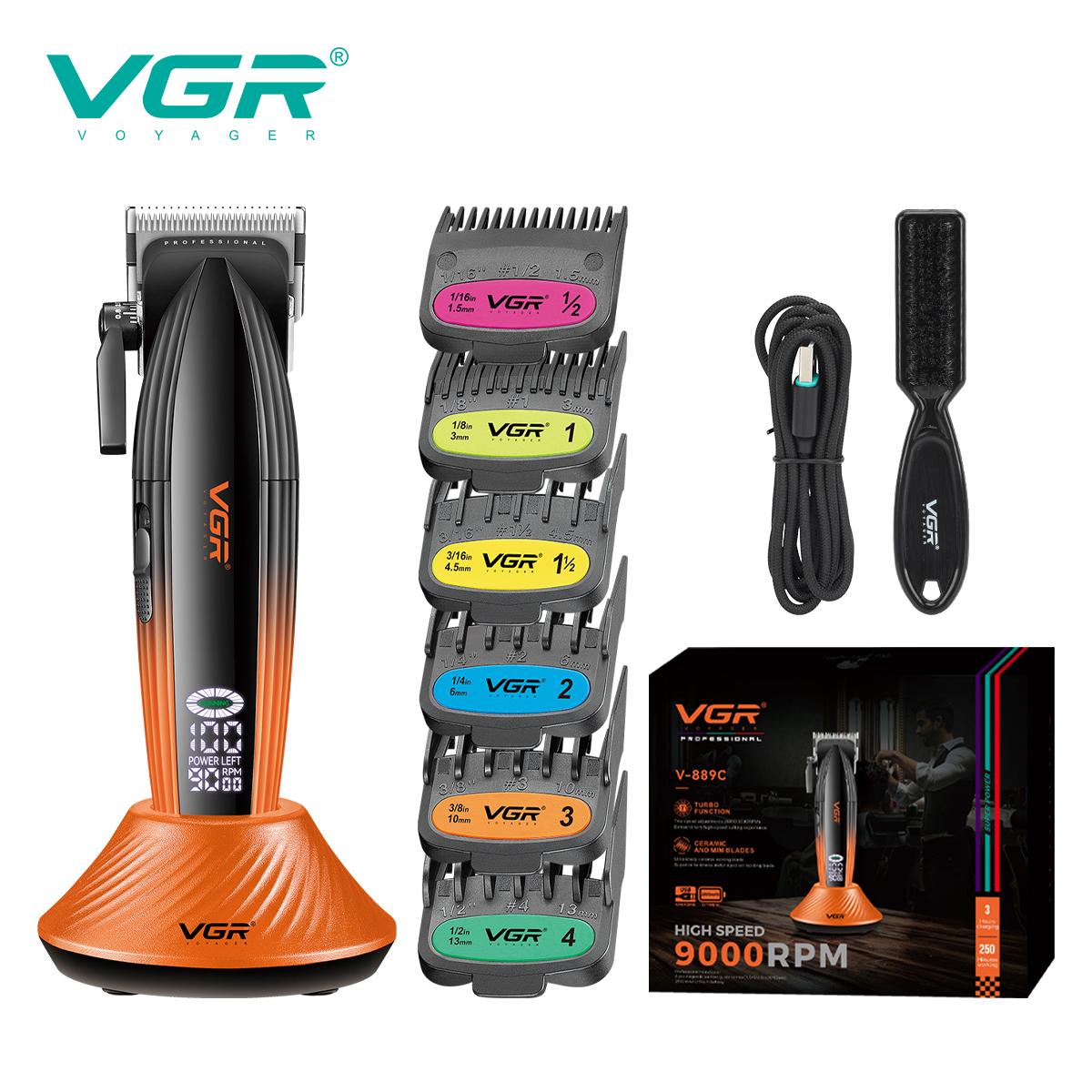

VGR Professional High End Hair Clipper 9000 RPM Gradient Color Body Hair Trimmer Base LED Digital Display Shaving Machine Home Hair Trimming V-889C помаранчевий
