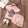 Ensemble short Powerpuff Girls pour enfants Mignon Fleur d'été Maison Pantalon manches courtes Nouveau Cadeau pour enfant
