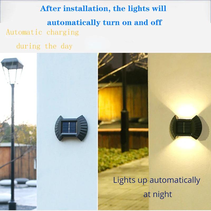 LED Solar Powered Lamp Solar Light For Outdoor Garden Waterproof Fence Lighting Wall Courtyard Decor Solar Shell Wall Light