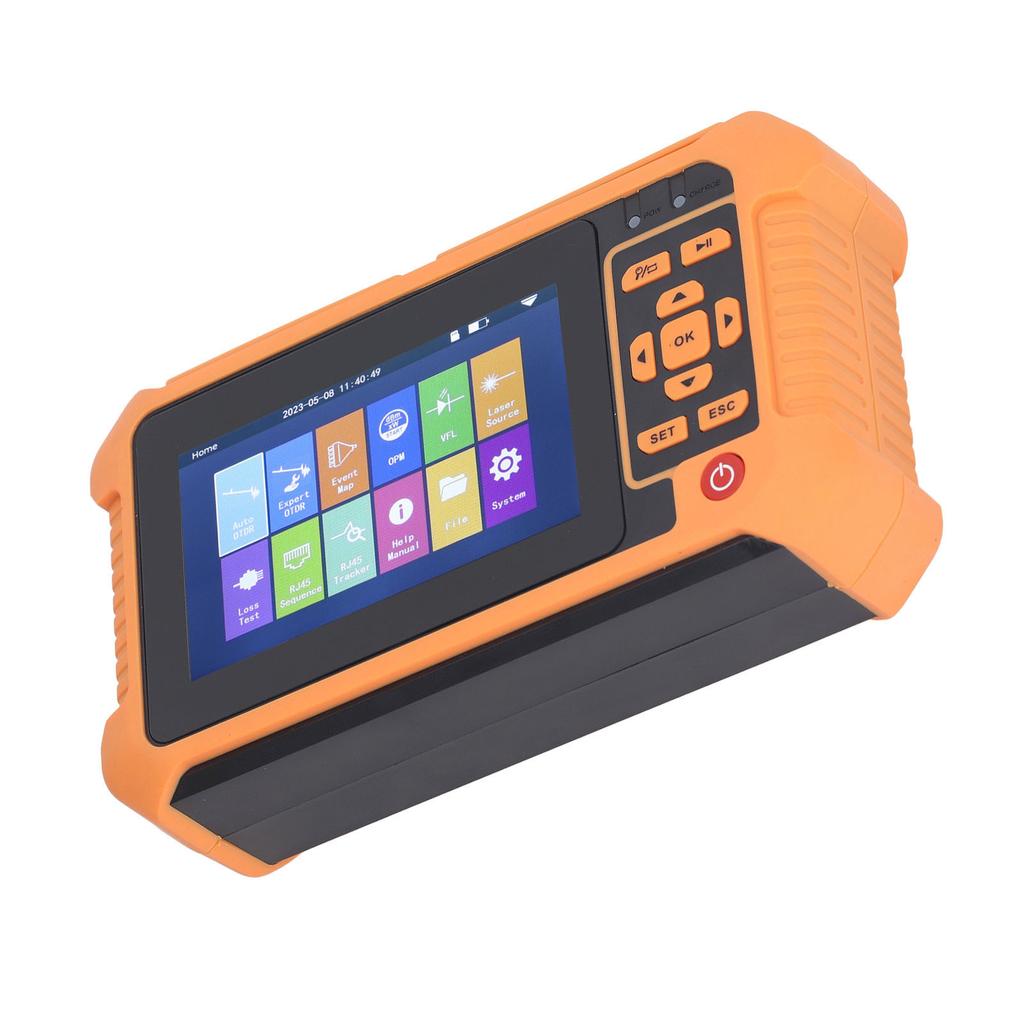 OTDR Fiber Optic Tester 1625nm Optical Time Domain Reflectometer Obstacle Finder 4.3in LCD Touch Screen 100‑240V US Plug