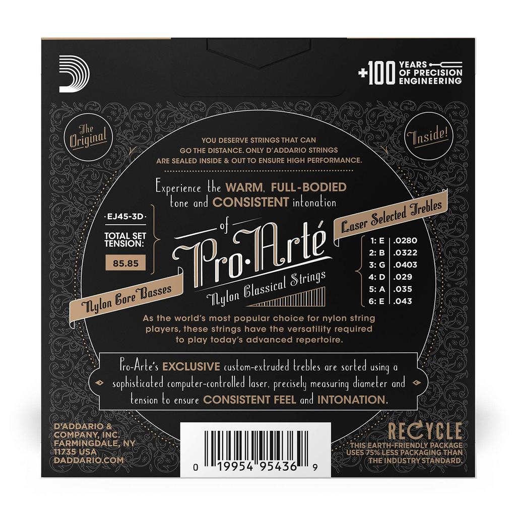 Classical Guitar Strings Pro Arte Normal 3set Pack D'Addario Silver/Clear EJ45-3D []