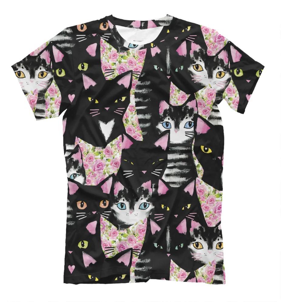 women's T-Shirts Cute Cat Pattern 3D Print Tops Tees Summer New  Streetwear Fashion Oversized T Shirt Men Clothing