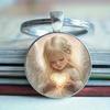 Round Alloy Keychain Pendant with Angel and Heart Pattern Metal Key Ring for Bags Backpacks Keys Accessories Gift Use