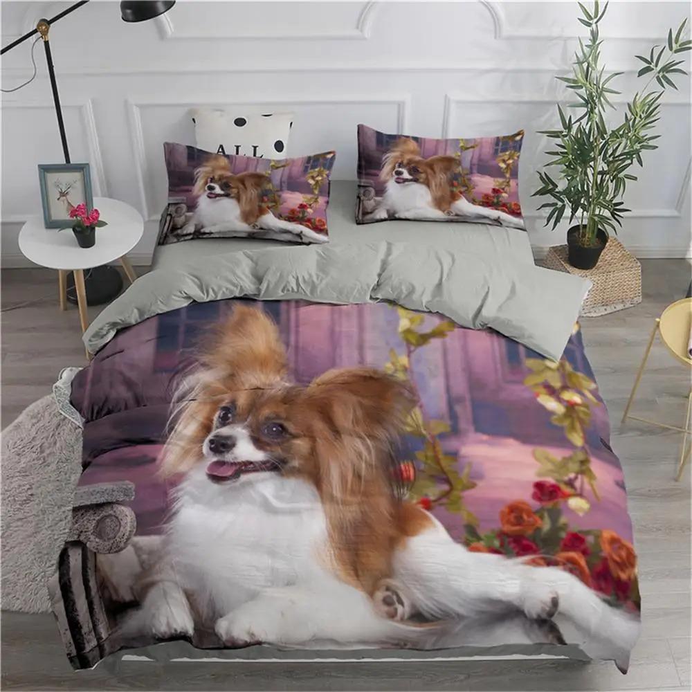 Dog Cute Samoyed Bedding Set Boys Girls Twin Queen Size Smiling Angel  Lovely Puppy Duvet Cover Pillowcase Bed Kids Adult