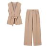 Solid Color Vest Jacket Women's 2025 Autumn New Season Women's Clothing Casual Fashion Wide-leg Pants Suit