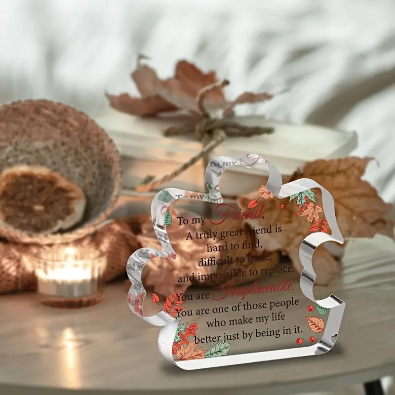 Vintage Acrylic Sign, 1pc, Friendship Puzzle Acrylic Plaque - 'You Are Irreplaceable' Heartfelt Message - Unique Best Friend Gift with Touching Quote