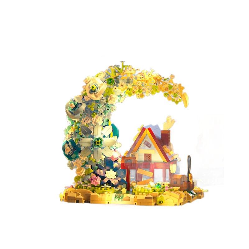 Juguete de construcción de casa del árbol con flores y luna para niños regalo de cumpleaños
