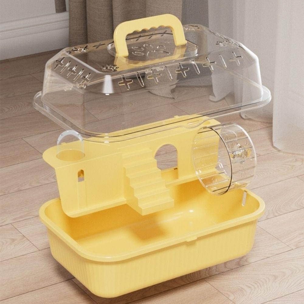 Transparent Hamster Habitat House Openable Top Small Animals Cages  for Gerbils Hedgehog