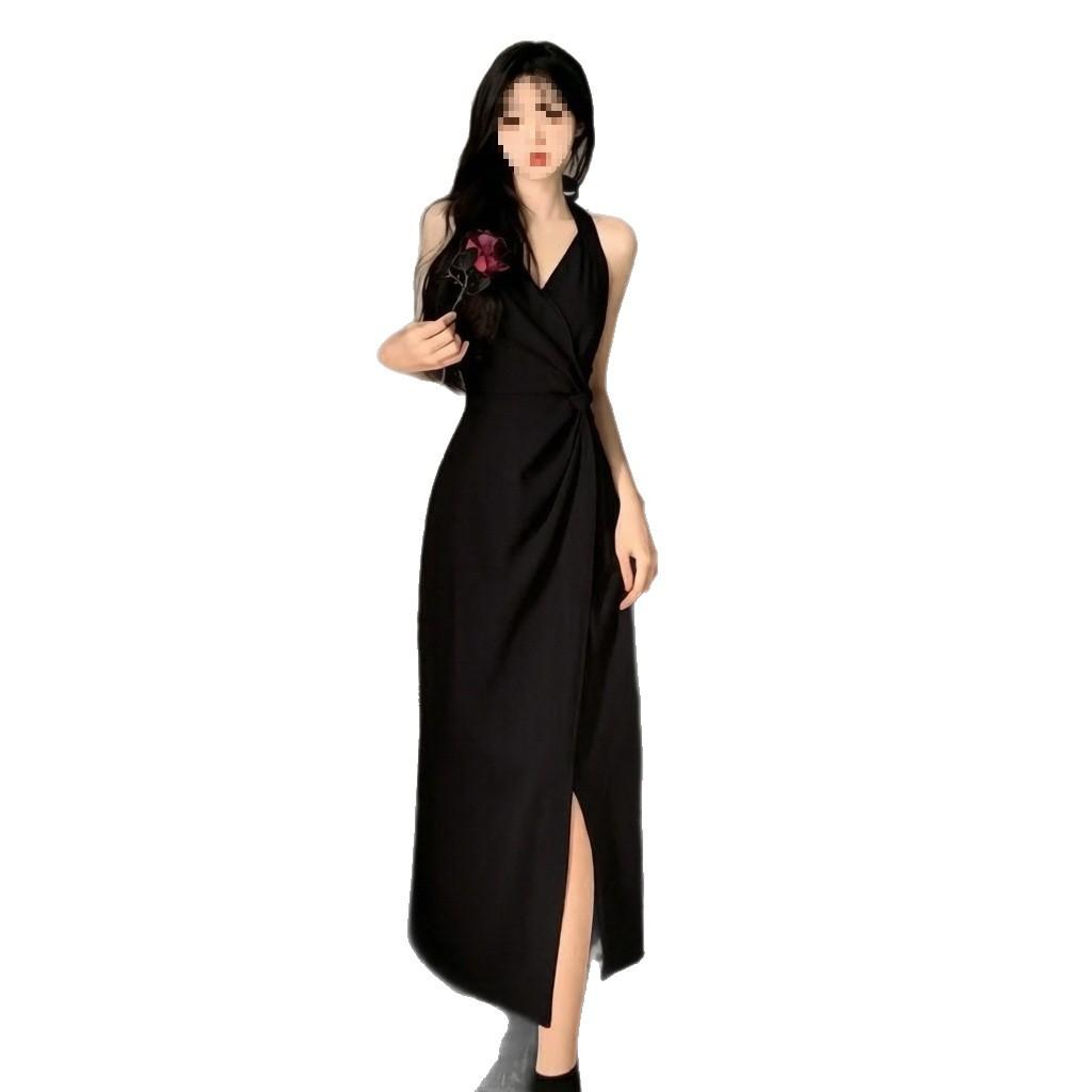 Large Size Women's Clothing Spring and Autumn New Fat Mm Belly Covering and Thin Red Suspender Dress French Senior Neck Dress Summer